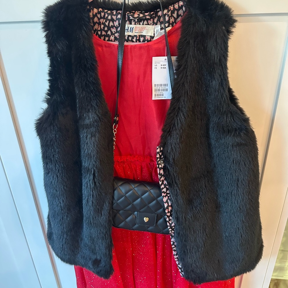 H&M Black Faux Fur Vest